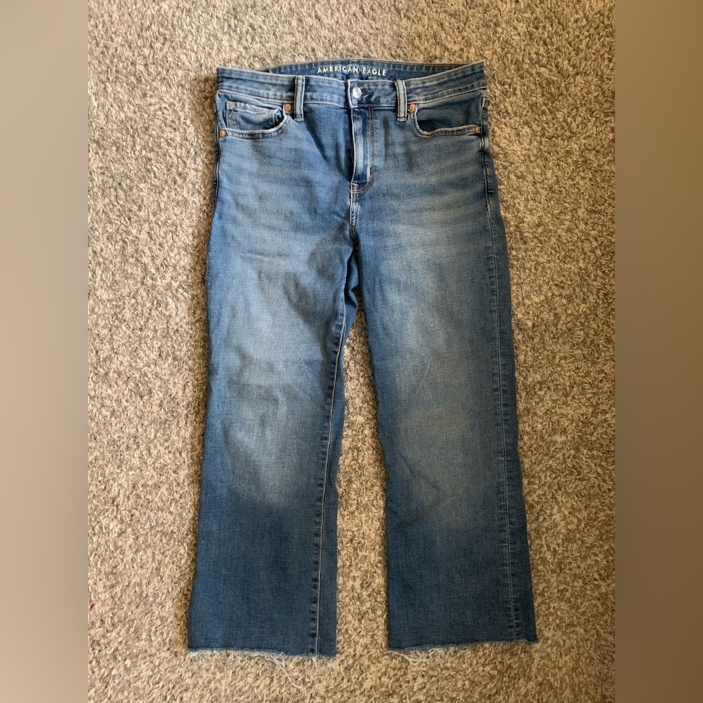 American Eagle High Rise Kick Boot Crop Women’s Jeans 8 Short Baggy Y2k